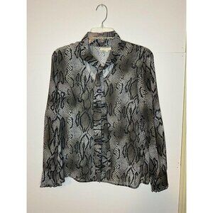 Anthropologie Tulle Sheer Top Blouse X-Small Snakeskin Print